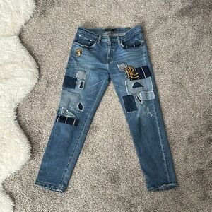 Lauren Ralph Lauren Tapered Patchwork Jeans Size 6